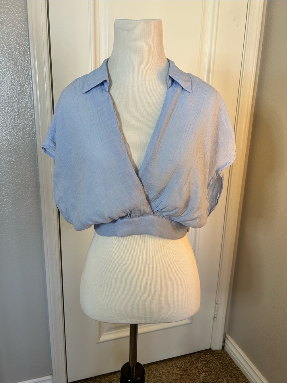 Love Tree Light Blue Wrap Crop Top